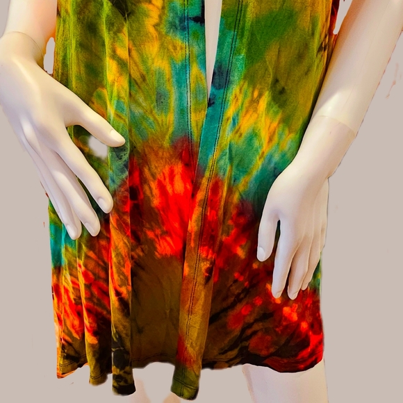 TIE DYE Grn/Ylw Stretchy Rayon S/L Cardigan *5 Colors Avail.*OS NEW - Picture 7 of 8